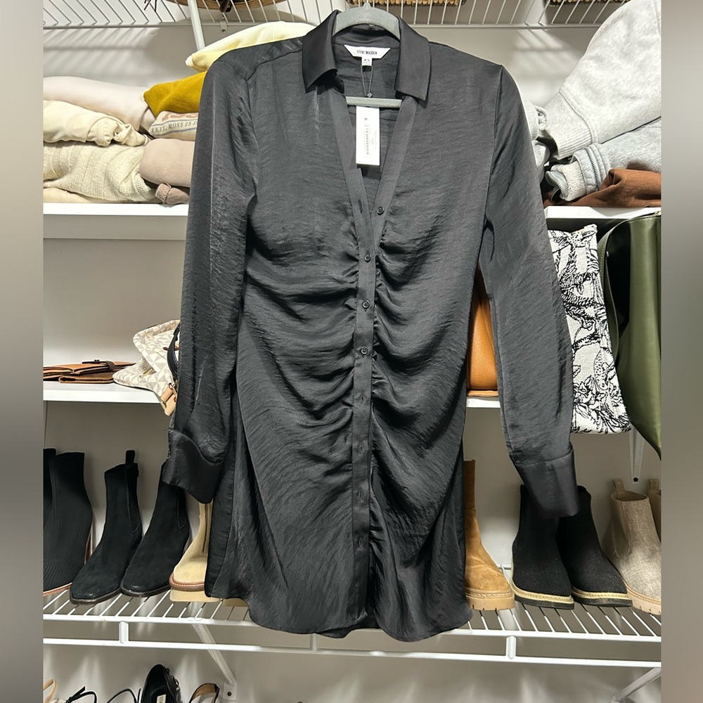 BB Dakota by Steve Madden Let’s Disco Long Sleeve Mini Shirt Dress